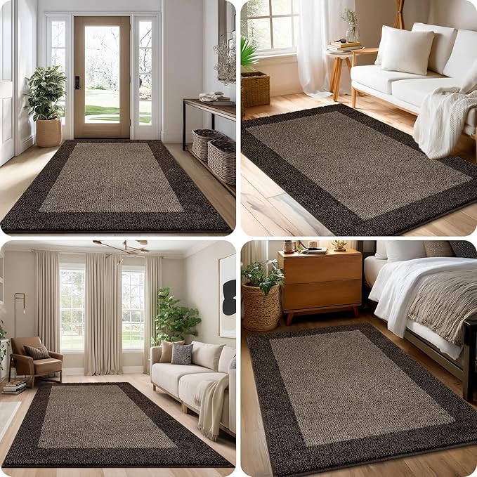 DOMUSTEX Washable Area Rug 48" x 72", Non Slip Kitchen Rug for Floor, Absorbent Entrance Runner Rug for Bedroom, Living Room, (Roll Packing)