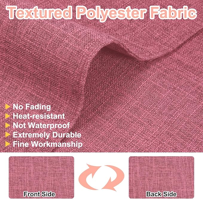 HARFINGTON 6pcs Linen Fabric Placemats 12" x 18" Polyester Rectangle Place Mats Machine Washable Heat Resistant Kitchen Table Mats for Outdoor Indoor Party Family Holiday, Rose Red