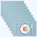 Blue Forest | Rectangular Faux Linen Placemats Set of 8 | Dual- Layered Thickened for Durability | Heat Resistant | Machine Washable | Wrinkle Free for Easy Care Indoor/Outdoor Use - Sky Blue