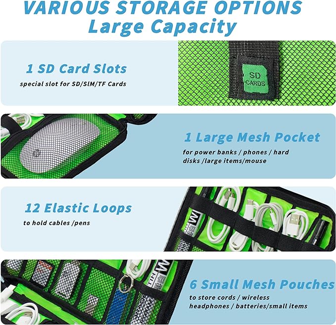 Miavers Electronics Organizer,Travel Cord Organizer Pouch, Portable Cable Organizer Bags,Travel Electronic Accessories Storage Case for Cables, Cords, Charger, Phone (Orange)