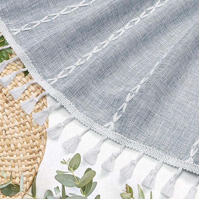 MitoVilla White Boho Farmhouse Small Stall Shower Curtain Set 36 x 72, Half Size Narrow Polyester Linen Fabric Shower Curtains for Farmhouse Bathroom Decor, White