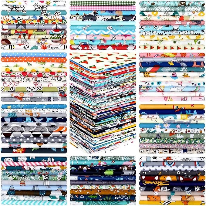 Oudain 100 Pcs 10 x 10 Inches Cotton Fabric Squares Bulk Floral Fabric Scraps Precut Fat Squares Material for Sewing Sheets for DIY Craft Scrapbooking Quilting Patchwork Clothing(10 Inch,Lovely)