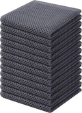 Kitinjoy 100% Cotton Kitchen Dish Cloths, 12 Pack Waffle Weave Ultra Soft Absorbent Dish Towels for Drying Dishes Quick Drying Kitchen Towels Dish Rags, 12 X 12Inch, Dark Grey