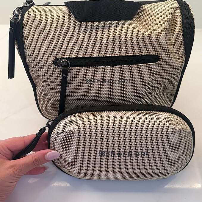 Sherpani Mini Co-Pilot, Travel Cable Bag, Cord Storage Organizer, Small Tech Pouch, Accessory Carrying Case, Travel Gift for Women (Straw Signature)