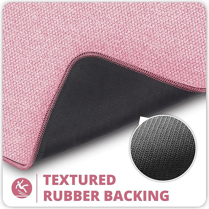 Bosap Bath Mat,Ultra Thin Bathroom Runner Rugs,Large Bath Mats for Bathroom,Quick Dry,Non-Slip,Machine Washable,Low Pile,Bath Rug,Shower Outside,Sink,Home Decor Accessories.Pink,3'x5'(36x60inch)