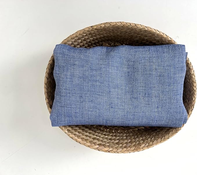 100% Linen Fabric – Yarn Dyed Chambray, Pre-Washed, Lightweight Crisp & Cool Handfeel, 52–54" Wide – The Linen Lab (Dusky Blue 6925, 3y)