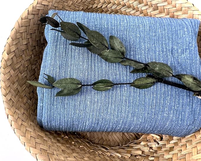 Linen Rayon Blend Fabric by The Linen Lab – Lightweight, Soft, Pre-Washed Material for Sewing, Clothing, Crafts & DIY (1 Yard pre Cut, Light Blue - Pigment Dyed)