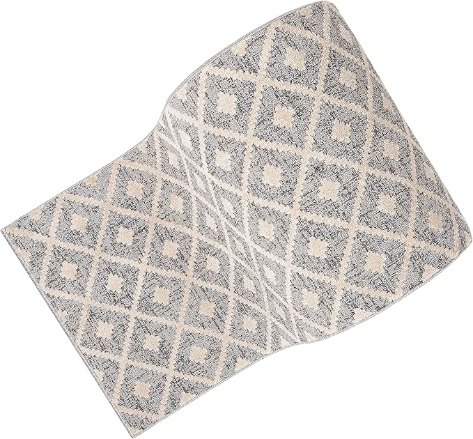Well Woven Custom Size Hallway Stair Runner - Choose Your Length - Ainsley Grey Diamond Trellis Geometric Tribal - 31 Inches Wide x 60 Feet Long Runner (31" x 60' Runner) Rug