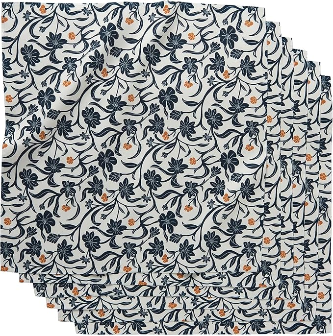 GEOMETRY Cloth Dinner Napkins - Quick-Dry, Ultra-Absorbent, Reusable Cloth Napkins for Dining & Entertaining - Christie Floral, 19" x 19" - 6-Pieces