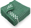Fecido Classic Dark Kitchen Dish Towels with Hanging Loop - Heavy Duty Absorbent Dish Clothes - European Made 100% Cotton Tea Towels - Set of 4, Dark Green