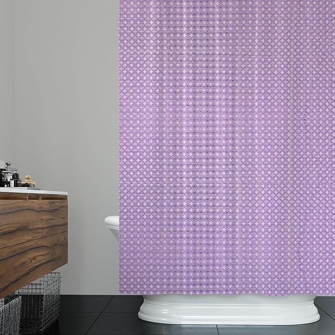 ggaimwf 60x72 Inch Solid Color Shower Curtain for Bathroom Waffle Bath Water Resistant Fabric Curtains Lilac Pink Modern Thick Shower Stall Curtain with Metal Hooks