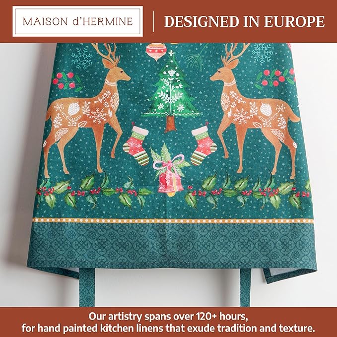 Maison d' Hermine 100% Cotton Apron for women with Pocket Kitchen Chef Apron for Men Cooking Gardening Server Waitress