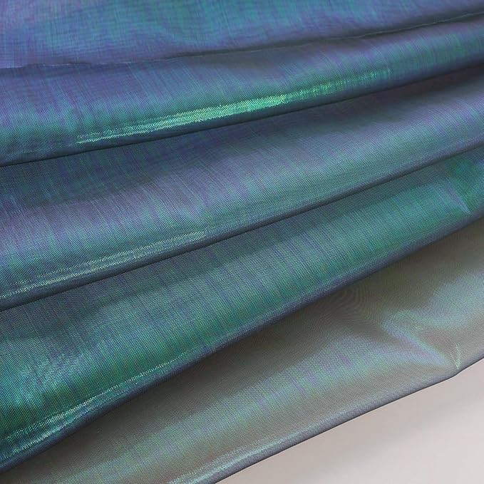 Sheer Iridescent Organza Fabric 58 Inches Wide - 10 Yards Precut - Shinny Wedding Party Decor Fairy Costume Voile Doll Clothes Sewing - Blackish Green