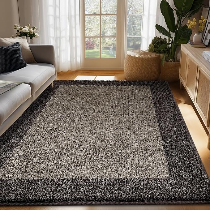 DOMUSTEX Washable Area Rug 48" x 72", Non Slip Kitchen Rug for Floor, Absorbent Entrance Runner Rug for Bedroom, Living Room, (Roll Packing)