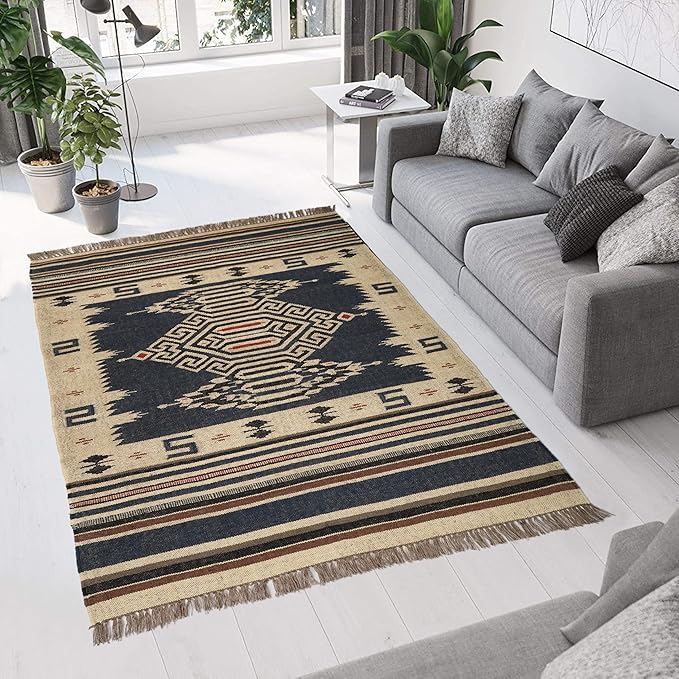 Klim Wool Jute Rug – Handwoven Elegance and Durability (Design 13)