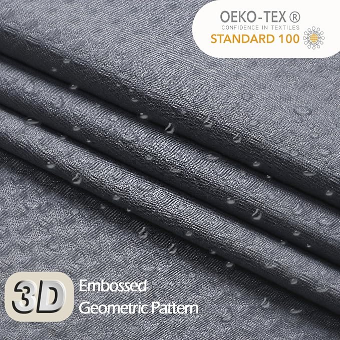 Ebesto Grey Long Shower Curtain 84 Inch Length 1 Piece, Embossed Textured Soft Fabric Bathroom Shower Curtain, Water Repellent Machine Washable Cloth Hotel Spa Bath Decor, 72Wx84L Inches
