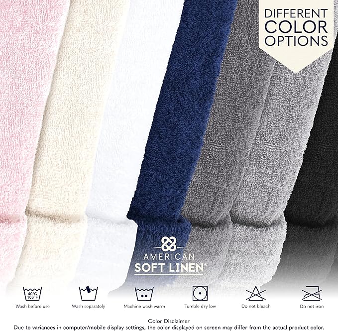 American Soft Linen Women’s 100% Cotton Terry Bathrobe – Soft, Absorbent, Quick Dry Turkish Robes for Women Quality Housecoat