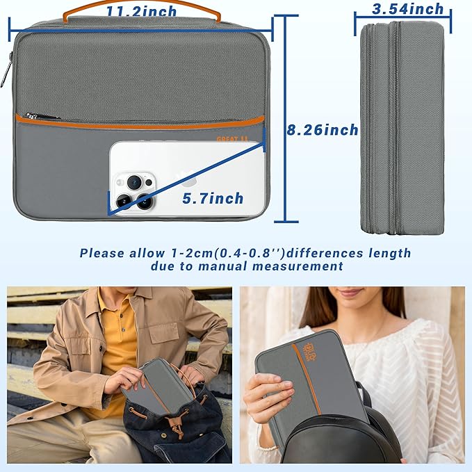 Miavers Electronics Organizer,Travel Cord Organizer Pouch, Portable Cable Organizer Bags, Waterproof Electronic Accessories Storage Case for Cables, Cords, Charger, Phone (Three Layer-Gray)