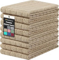 Homaxy Premium Cotton Kitchen Towels 16"x 28", Large Natural Ring Spun 390 GSM Dish Towels, Super Absorbent Terry Kitchen Hand Towels, Soft Tea Towels with Hanging Loop, Pure Tan Design, 8 Pack