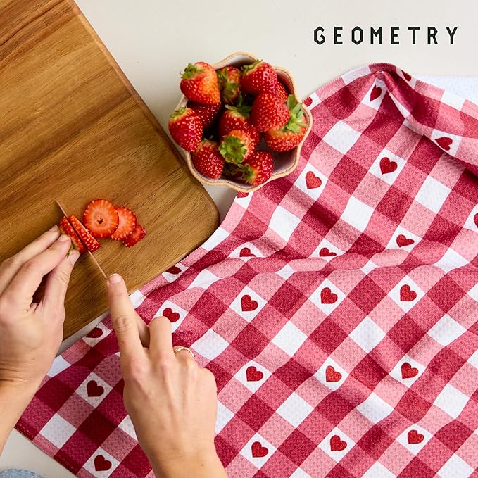 GEOMETRY Kitchen Towels - Quick Dry Microfiber Cloth Dish Towels for Kitchen Drying - Premium Quick Dry Towel - Made with Love - 3 Pack