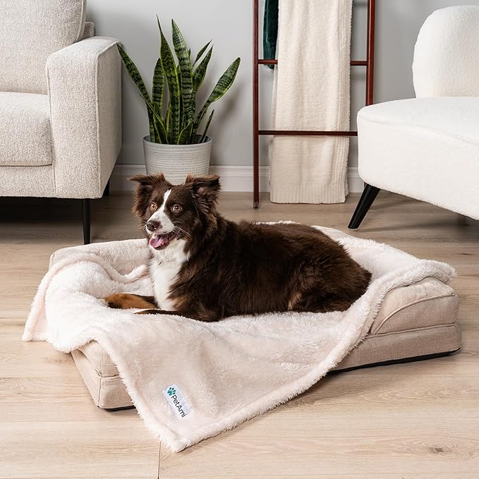 PetAmi Dog Blanket for Small Dogs Beige, Fluffy Soft Puppy Blanket, Sherpa Fleece Cat Blanket for Kitten Doggie, Calming Pet Blanket Throw for Couch Sofa Bed Washable, Small 24x32