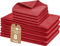 Native Fab 8 Piece Kitchen Towel & Dish Cloth Set - 100% Cotton, Soft, Absorbent, Quick Drying & Durable Cloths for Cleaning, Cooking - Machine Washable, Perfect for Home, Bars & Everyday Use - Red