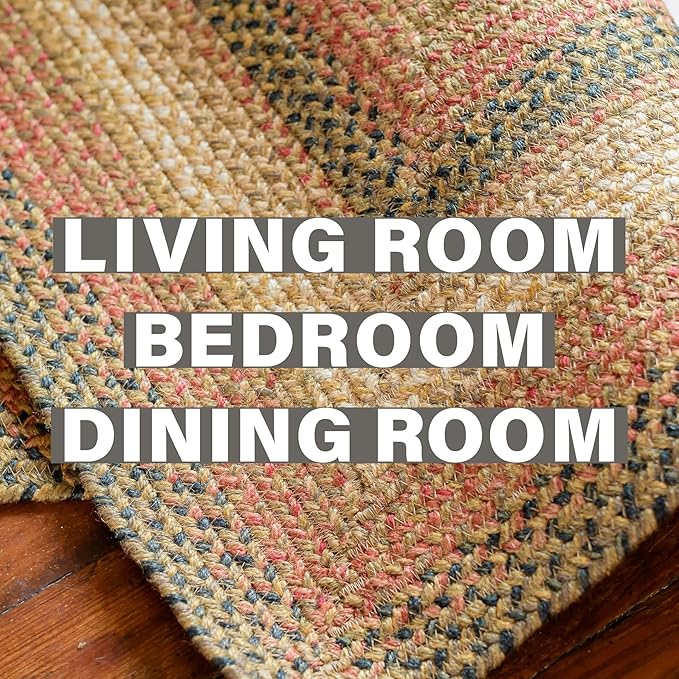 Homespice Russet Braided Oval Area Rugs 4x6' - Ideal as Jute Braided Multi Color Rugs for Living Room and Bedroom