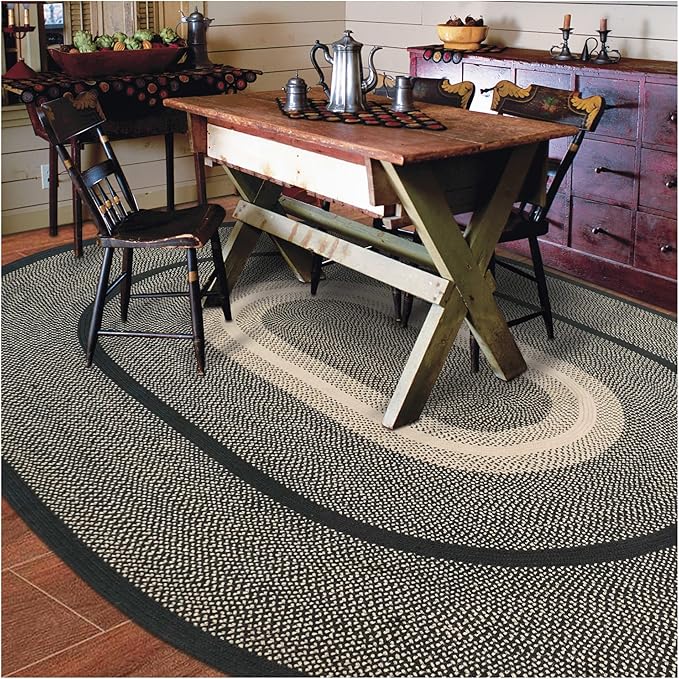 Homespice Manchester Braided Oval Rugs 4x6' - Small Braided Area Rugs for Country Decor, Durable No Shed Jute for Low Maintenance