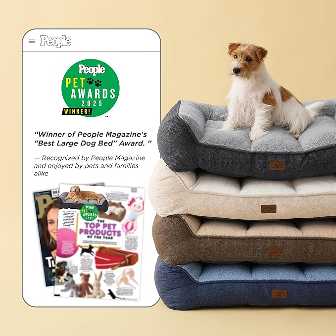 Bedsure XL Pro Orthopedic Dog Beds Large Sized Dog - Extra Thick Supportive Dogs Couch with Waterproof Washable Cover, Extra Large Comfort Pet Bed Sofa with Soft Sherpa and Nonskid Bottom, Beige