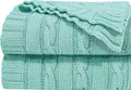 NTBAY 100% Pure Cotton Cable Knit Throw Blanket, Super Soft Warm 51x67 Knitted Throw Blanket for Couch, Sofa, Chair, Bed - Extra Cozy, Machine Washable, Comfortable Home Decor, Mint