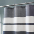 Warm Home Designs White Waffle Shower Curtain with Blue Fabric Stripes. Each Waffle Weave Shower Curtain Measures 70 x 72 Inches. Striped White & Navy Blue Shower Curtains for Bathroom. W Navy 72"