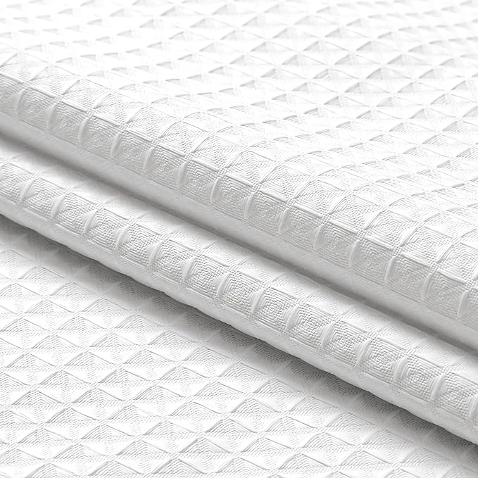 MISS SELECTEX Matt Waffle White Shower Curtain for Bathroom, Waterproof 230 GSM Heavy Duty Durable Fabric Hotel Shower Curtain,Machine Washable Thick Cloth Shower Curtains(72Wx72H, White)