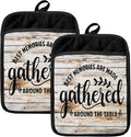 Farmhouse Oven Mitts Set, Chef Gifts, Best Memories are Made Gathered Around The Table Heat Resistant Kitchen Oven Gloves for Baking and Cooking,Pot Holders