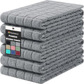 Homaxy Premium Cotton Kitchen Towels 16"x 28", Large Natural Ring Spun 390 GSM Dish Towels, Super Absorbent Terry Kitchen Hand Towels, Soft Tea Towels with Hanging Loop, Pure Grey Design, 6 Pack