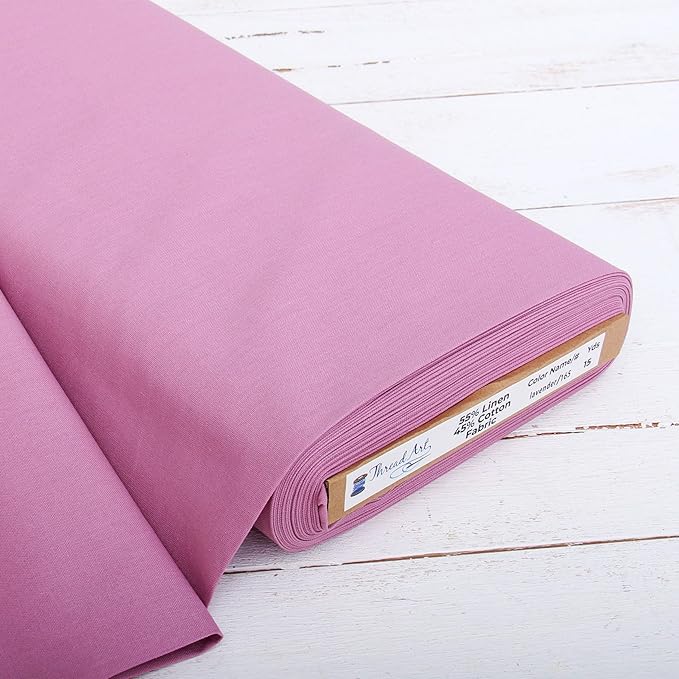 Threadart Linen Fabric by The Yard - Premium Cotton Linen Fabric for Embroidery, Cross Stitch, Apparel, Canvas, Home Décor- 55" Width - Lavender