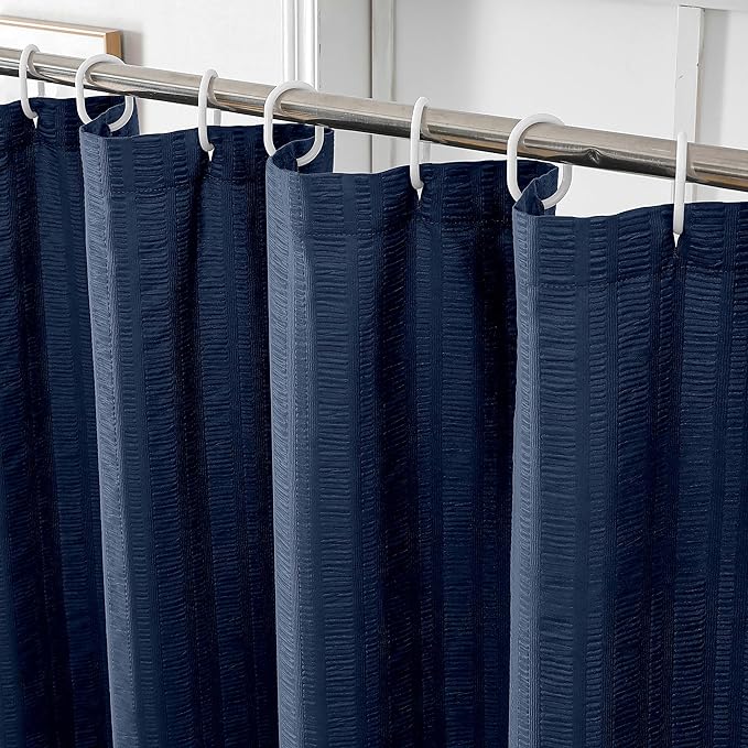 Aiyufeng Moga Navy Blue Shower Curtain, 3D Design Fabric Shower Curtains, Premium Spa Quality Modern Shower Curtains for Bathroom, 36"x72", Dark Blue