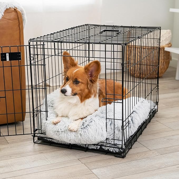 Best Friends by Sheri Nap Mat Dog Bed with Bolster - Washable Crate Pad, Removable Cover, Frost, Medium, 30x17