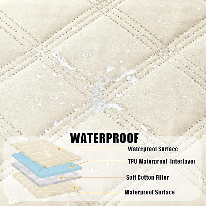 Smiry Waterproof Dog Bed Cover Blanket 40x50, Soft Reversible Pet Blanket, Washable Leakproof Cats Dogs Couch Cover for Sofa, Couch, Furniture, Lattice, Beige/Beige