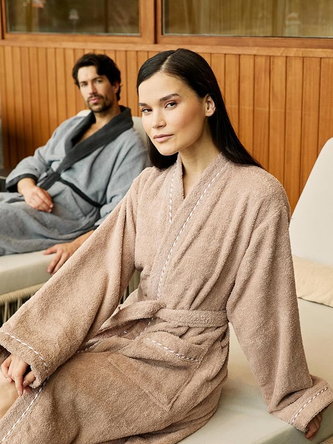 Seritaine Robes for Women, 100% Turkish Cotton Womens Robe, Luxury, Terry Cloth Long Spa Bathrobe