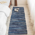 HOMEMONDE Navy Rag Runner Rug 2'x6' Recycled Soft Cotton Chindi Rugs Hand Crafted Reversible Boho Home Decor for Kitchen, Entyrway, Bedroom, Living Room