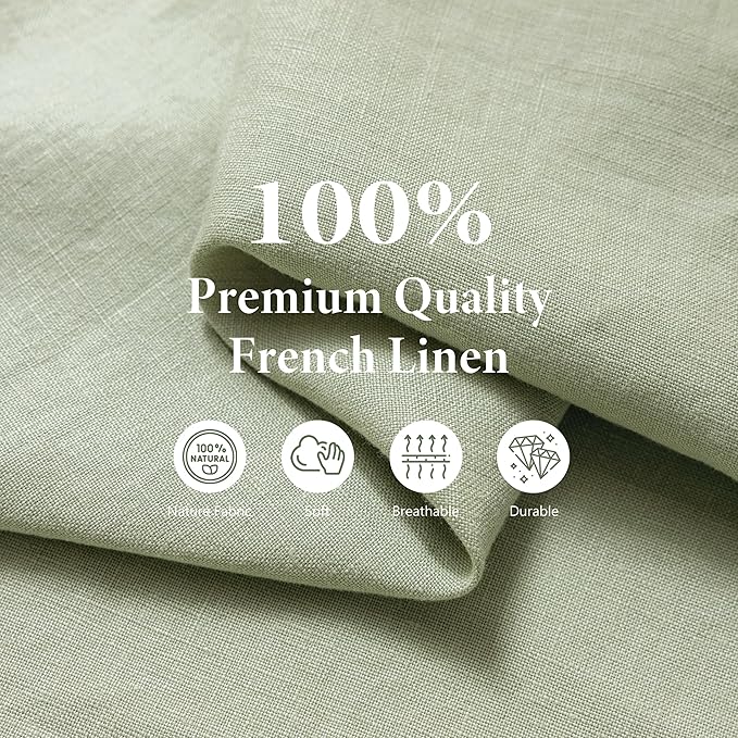 Pure Linen Bistro Half Apron - 25 x 35 Inch Unisex Waist Aprons with Large Pocket Ideal for Kitchen Crafts and More