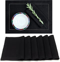 D'Moksha Homes Linen Placemats Set of 6 - Classic Hemstitch Black Placemats 14 x 19 Inch - 100% Pure Linen Table Mats for Spring, Easter - Handcrafted and Machine Washable