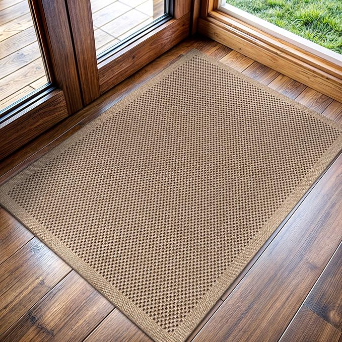 CAMILSON Easy Jute Rug 2x3, Indoor Outdoor Natural Color Fiber Area Rugs for Living Room and Kitchen Rug, Sisal Boho Woven Design, Easy-Cleaning, Washable Outside Carpet Alfombras (2 x 3)