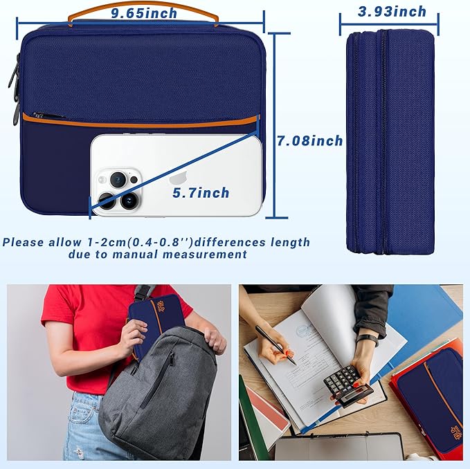 Miavers Electronics Organizer,Travel Cord Organizer Pouch, Portable Cable Organizer Bags, Waterproof Electronic Accessories Storage Case for Cables, Cords, Charger, Phone (Double Layer-NavyBlue)