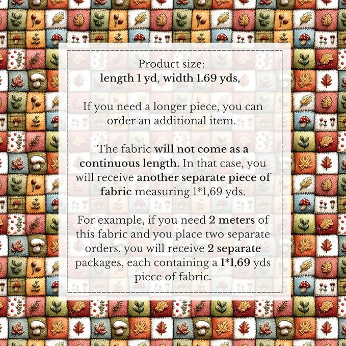 Autumn Forest Patchwork Cotton Fabric – Premium Turkish Printed Cotton 140 GSM, Pre-Cut 61 x 36.6 Inches, Fall Quilting & Sewing Fabric for Crafts, Home Decor & DIY Projects
