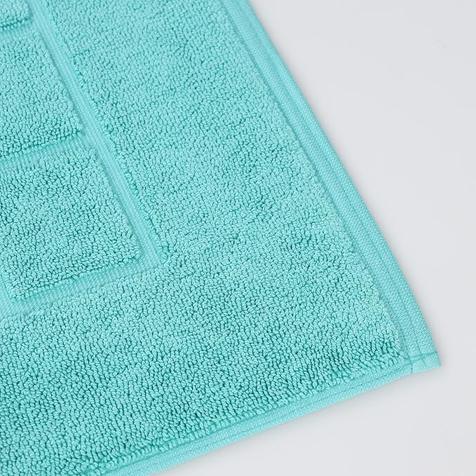 Superior 100% Cotton Bathmat Set, Bath Mats, Bathroom Decor, Shower, Bathtub Essentials, Home Accessories, Small Washable Rug, No Backing, Heavyweight, Nora Collection, Set of 2, 22" x 35", Turquoise