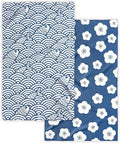 Eulnars Kitchen Towels, Premium Dish Towels for Kitchen Drying, 18" x 30" Tea Towels, Quick Dry Microfiber Dish Cloths, Ocean Sakura Series, 2-Pack