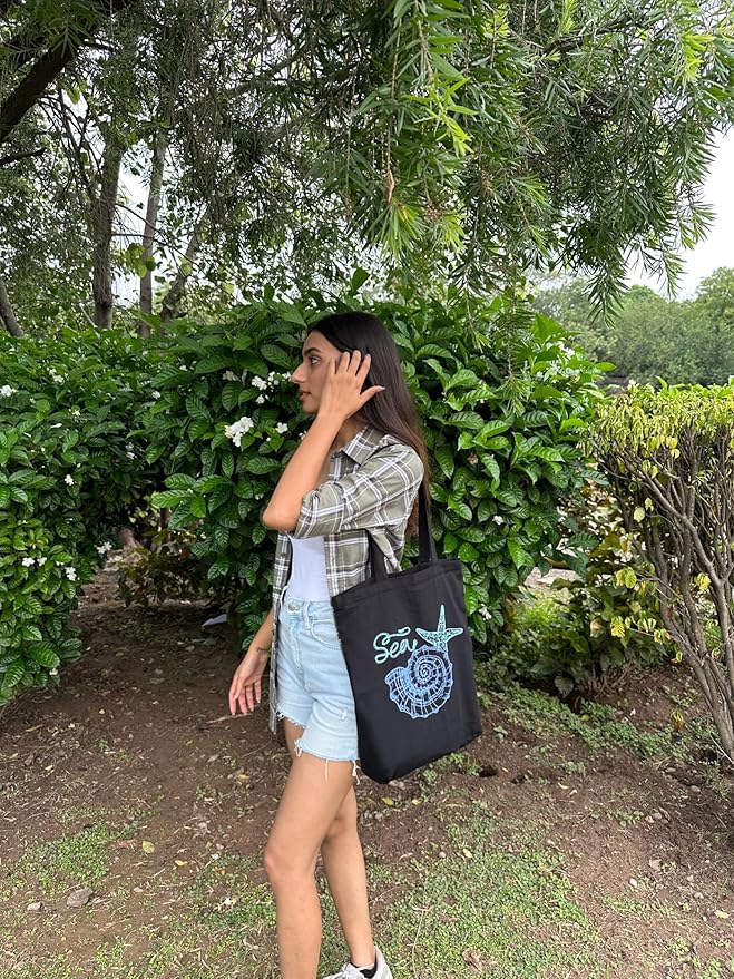 Ecoright Tote Bag for Women with Zipper, Small Tote Bag, Canvas Bag, Reusable Cotton Bag for Beach, Grocery, School & Work