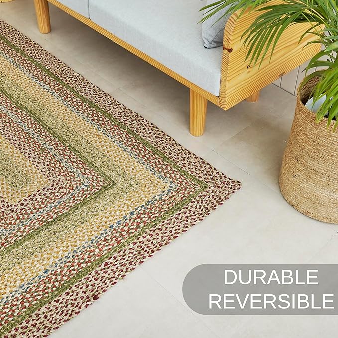 Traditional Jute Braided Runner Rug, Rustic Primitive Country Décor for Kitchen, Entryway, Hallway, Autumn, 2'6"X14'