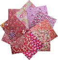 HANPATQUI 50PCS 5 x 5 inch 100% Cotton Fat Quarters Fabric for Sewing and Quilting Bundles Precut Fabric Square for DIY Craft Patchwork-Red Printed